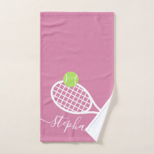 Personalisiert Tennis Elegante Rosa Skriptname Handtuch