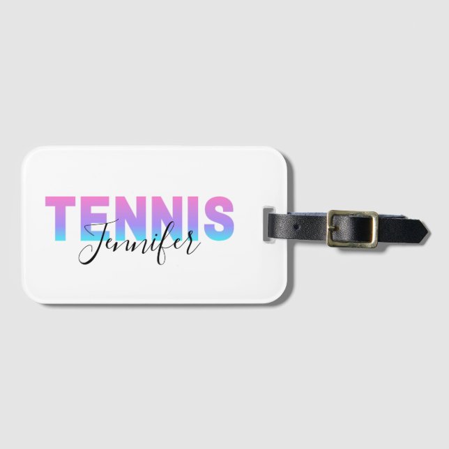 Personalisiert Tennis Girls Name Team Ombre Gradie Gepäckanhänger (Vorderseite (Horizontal))