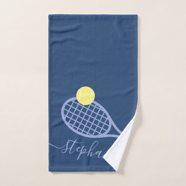Personalisiert Tennis Girls Skriptname Blau Handtuch (Handtuch)