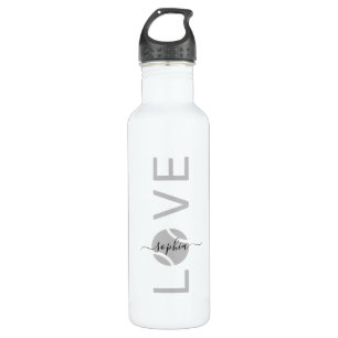 Personalisiert Tennis Liebe Green Gray Edelstahlflasche