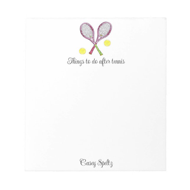 Personalisiert Tennis Notepad Notizblock (Vorderseite)
