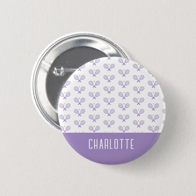 Personalisiert Tennis Pattern Individuelle Name Te Button (Vorne & Hinten)