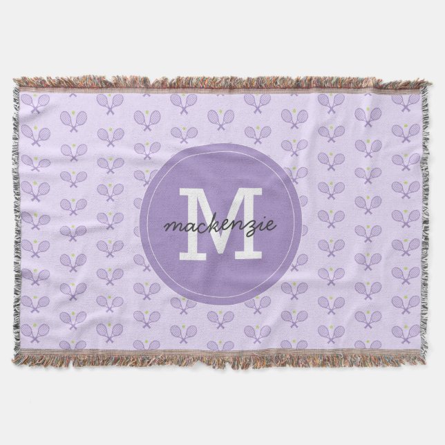 Personalisiert Tennis Pattern Individuelle Name Te Decke (Vorderseite)