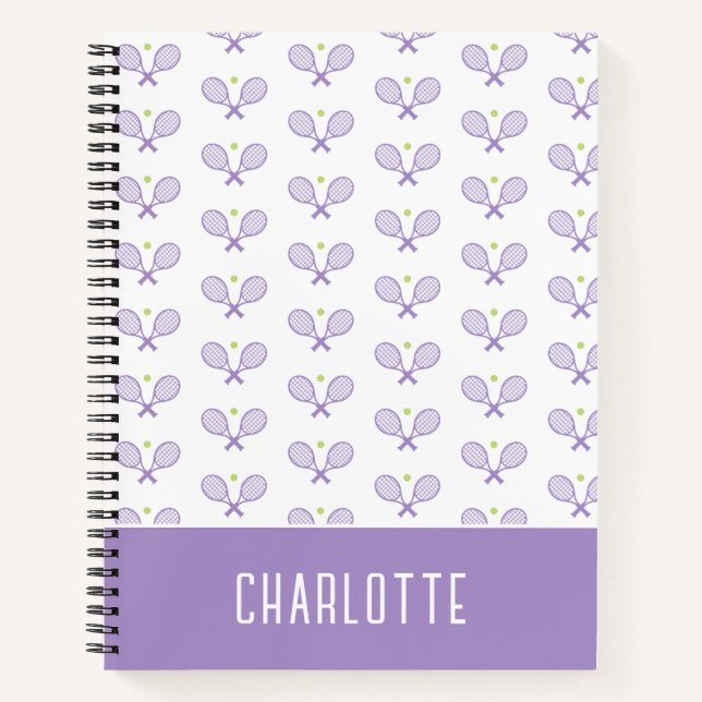 Personalisiert Tennis Pattern Individuelle Name Te Notizbuch (Vorderseite)