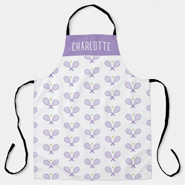 Personalisiert Tennis Pattern Individuelle Name Te Schürze (Vorderseite)