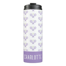 Personalisiert Tennis Pattern Individuelle Name Te Thermosbecher