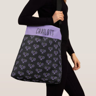 Personalisiert Tennis Pattern Individuelle Name Te Tragetaschen Mit Langen Trägern