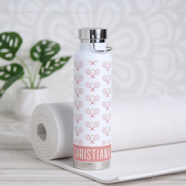 Personalisiert Tennis Pattern Individuelle Name Te Trinkflasche (Yoga)