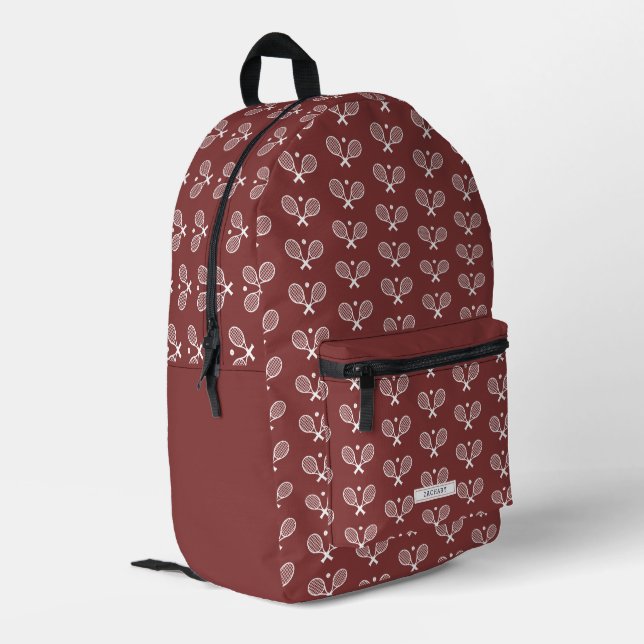 Personalisiert Tennis Pattern Tennis Player Bedruckter Rucksack (Rückseitige Ecke links)