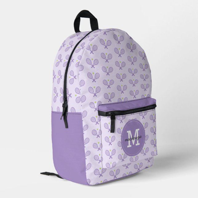 Personalisiert Tennis Pattern Tennis Player Bedruckter Rucksack (Rückseitige Ecke links)