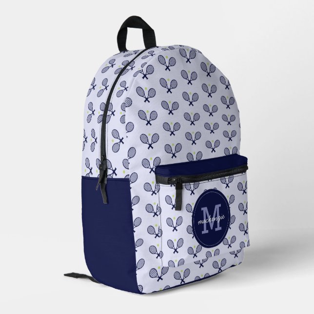 Personalisiert Tennis Pattern Tennis Player Bedruckter Rucksack (Rückseitige Ecke links)