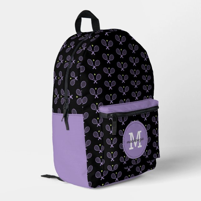 Personalisiert Tennis Pattern Tennis Player Bedruckter Rucksack (Rückseitige Ecke links)