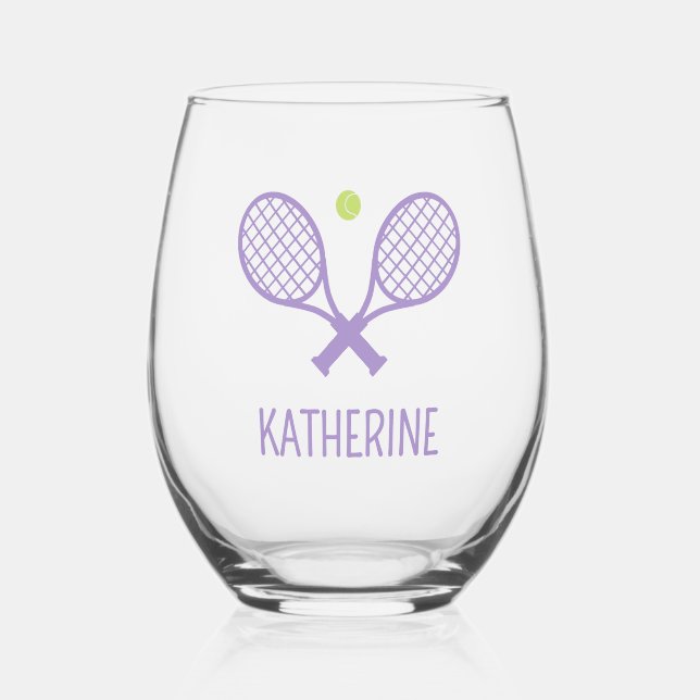 Personalisiert Tennis Player Individuelle Name Ten Weinglas Ohne Stiel (Vorderseite)