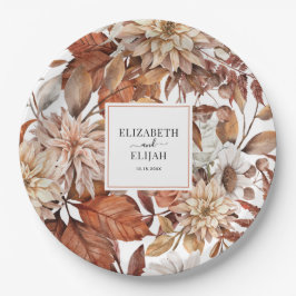 Personalisiert Terracotta Herbstliche Hochzeit im Pappteller