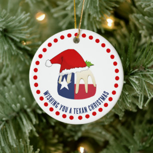 Personalisiert TEXAN CHRISTMAS Pudding Keramik Ornament