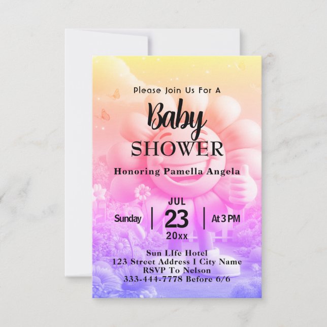 Personalisiert-Text-Baby-Dusche Einladung (Vorderseite)