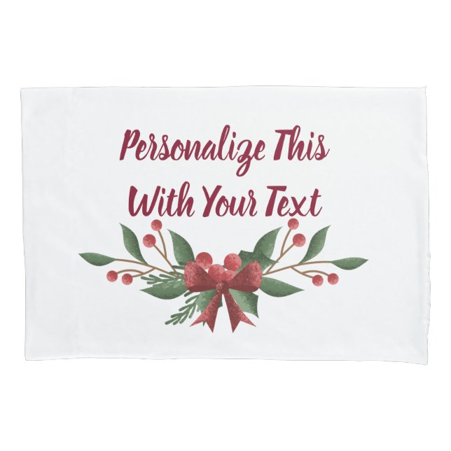Personalisiert Text Holly und Berry Christmas Kissenbezug (Vorderseite)