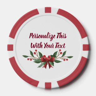 Personalisiert Text Holly und Berry Christmas Pokerchips