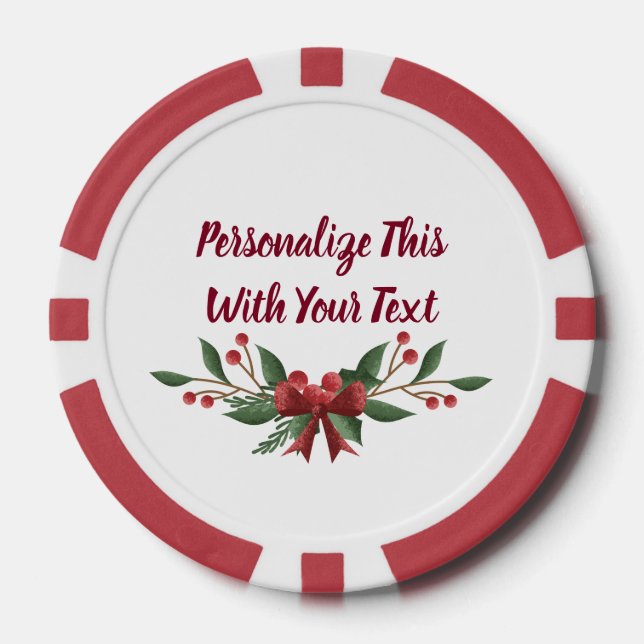 Personalisiert Text Holly und Berry Christmas Pokerchips (Vorderseite)