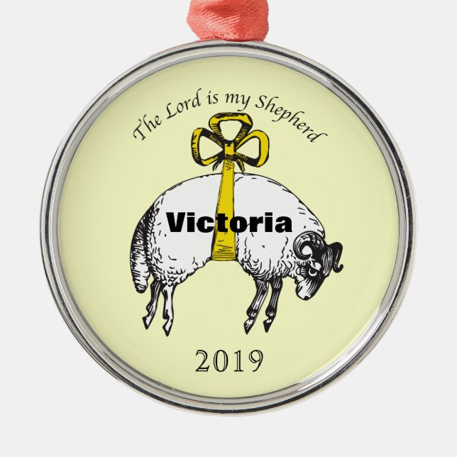 Personalisiert The LORD ist mein Hirte Psalm 23 Silbernes Ornament (Vorne)