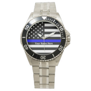 Personalisiert Thin Blue Line Watch Armbanduhr