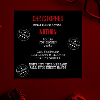 PERSONALISIERT TOP SECRET PARTY EINLADUNG