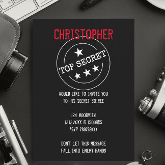 PERSONALISIERT TOP SECRET PARTY EINLADUNG