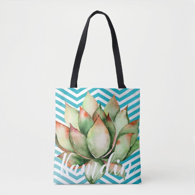 Personalisiert Tote Bag Boho Cacti Cactus Succulen (Vorderseite)