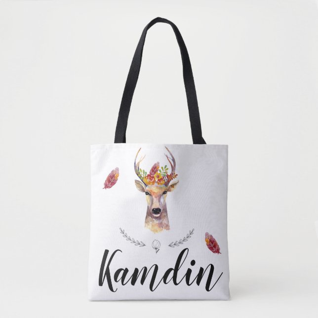 Personalisiert Tote Bag boho Hirsch Buck Head Brow (Vorderseite)
