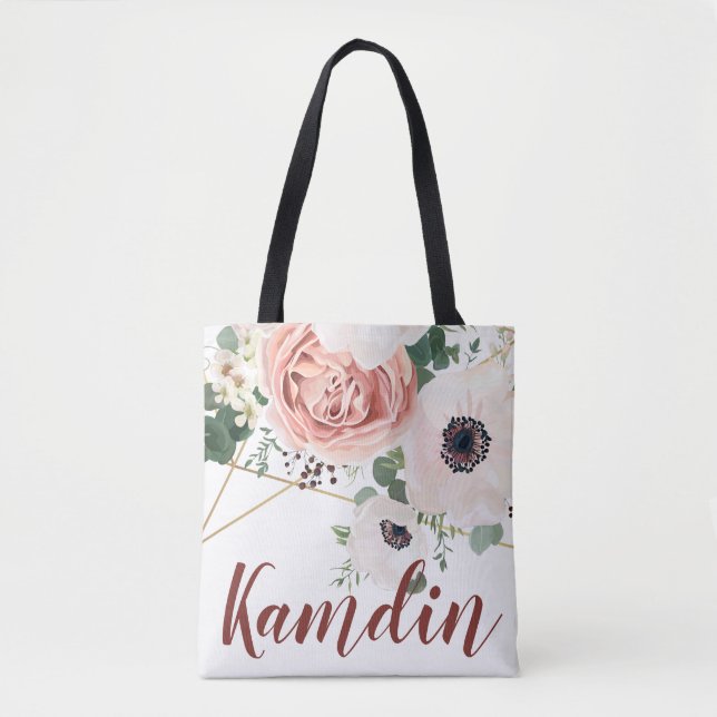 Personalisiert Tote Bag Geometric Garden Rose Anem (Vorderseite)