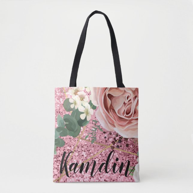 Personalisiert Tote Bag Geometric Garden Rose Glit (Vorderseite)