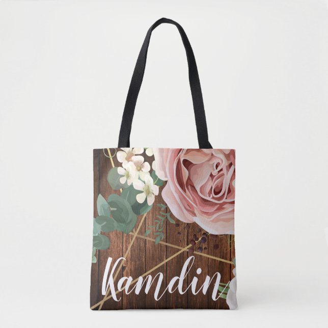 Personalisiert Tote Bag Geometric Garden Rose Stal (Vorderseite)
