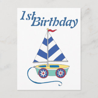 Personalisiert Toy Sailboat Baby Boy Geburtstag Ei Einladung