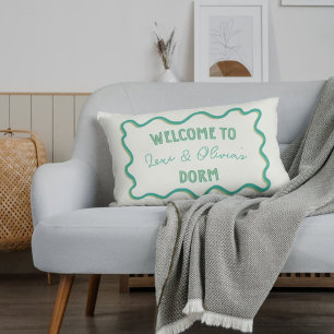 Personalisiert Trendy Green Hand Drawn Dorm Roomma Dekokissen