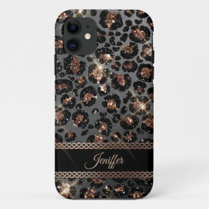 Personalisiert Trendy Leopard Black Gold Glitzer   Case-Mate iPhone Hülle