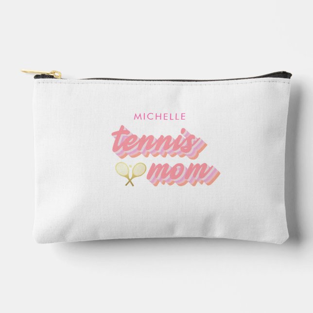Personalisiert Trendy Tennis Mama Kleine Zubehörtasche (Vorderseite)