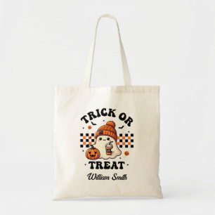 Personalisiert Trick oder Treat Ghost Halloween Tragetasche