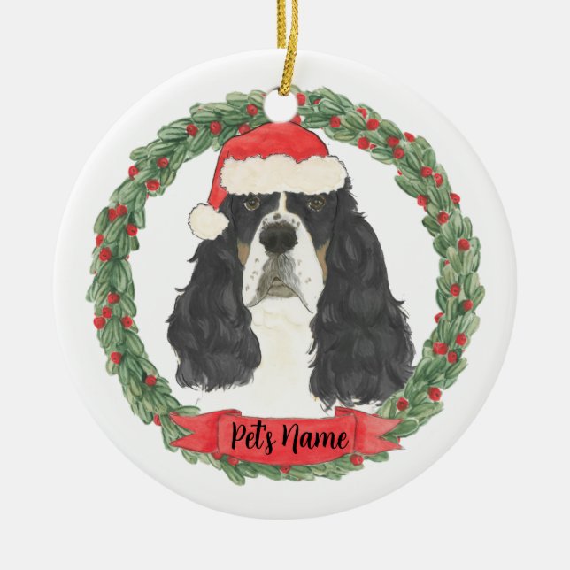 Personalisiert Tricolor English Springer Spaniel Keramik Ornament (Vorne)