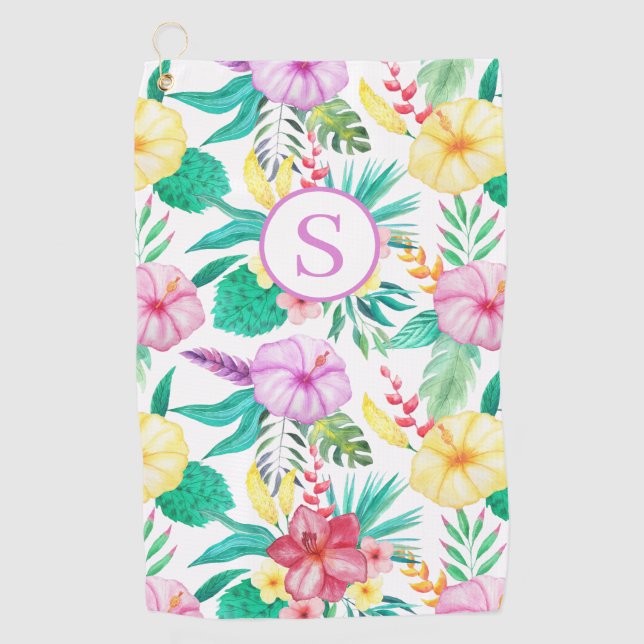 Personalisiert tropische Flora Golfhandtuch (Vorderseite)