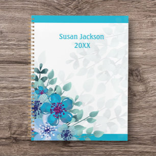 Personalisiert Türkis Floral Journal/ Planer