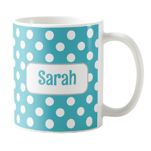 Personalisiert Türkis Polka Dot Tasse