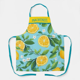 Personalisiert türkisfarbene Lemon Print Schürze