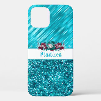 Personalisiert türkisfarbener Glitzer Case-Mate iPhone Hülle