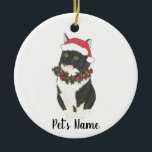 Personalisiert Tuxedo Ragamuffin Cat Keramik Ornament<br><div class="desc">Machen Sie die schöne Liste in diesem Jahr mit einem Ornament Ihrer Lieblings-Flöte Katzenelf!</div>