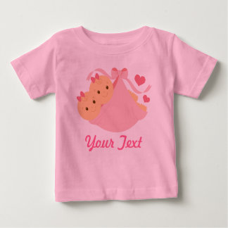 Personalisiert Twin Girls Pink Baby T-shirt