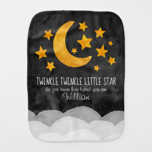 Personalisiert Twinkle Little Star Moon & Stars   Baby Spucktuch