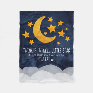 Personalisiert Twinkle Little Star Moon & Stars Fleecedecke