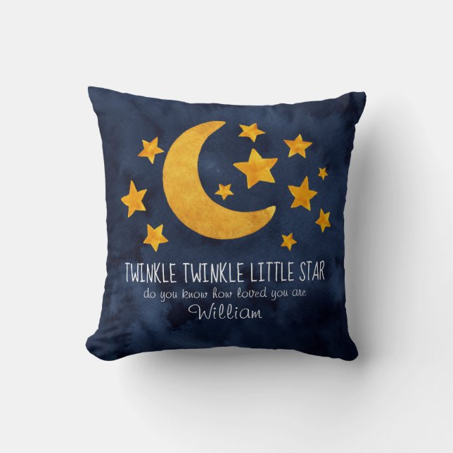 Personalisiert Twinkle Little Star Moon & Stars Kissen (Vorderseite)