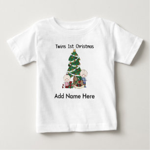 Personalisiert Twins 1. Weihnachtshirt Baby T-shirt