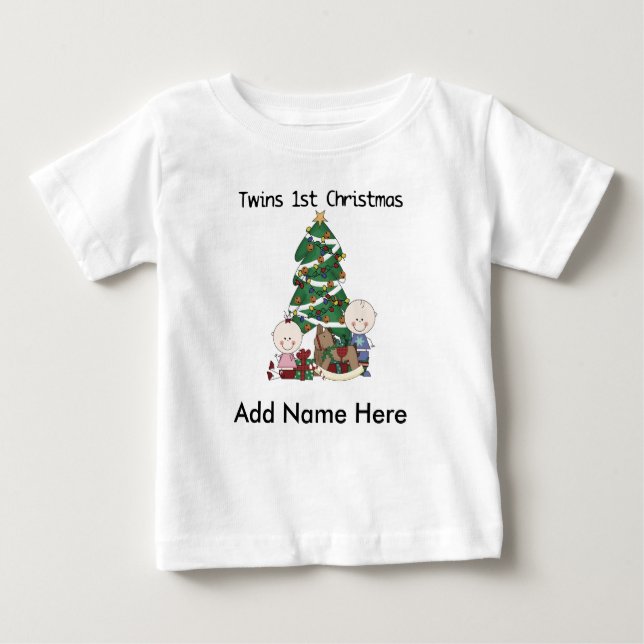 Personalisiert Twins 1. Weihnachtshirt Baby T-shirt (Vorderseite)